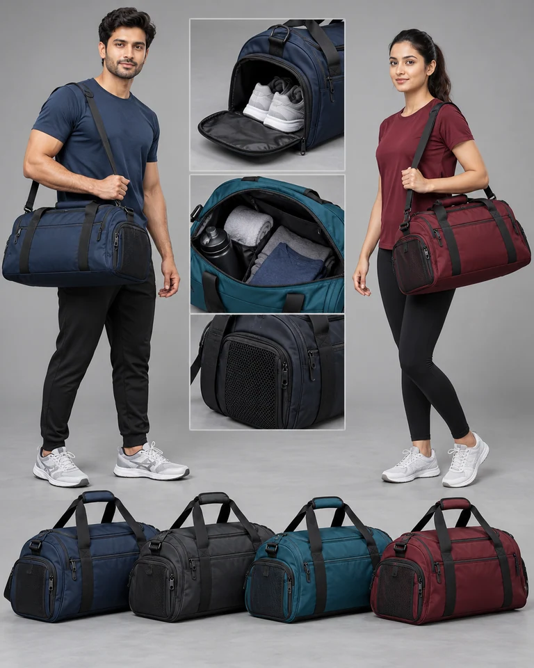 Shoe-compartment gym bags